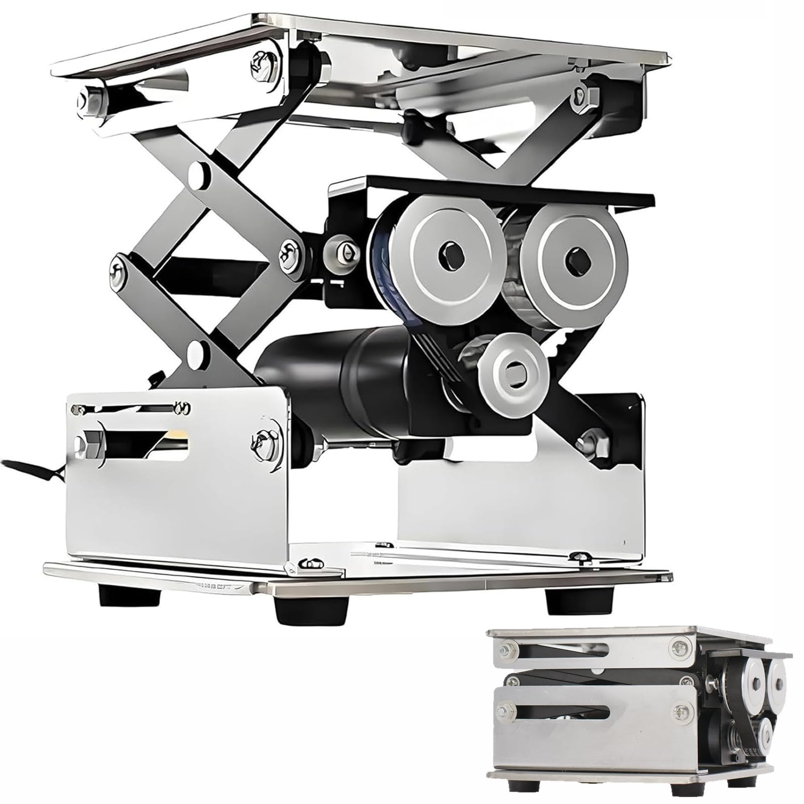 Gato de tijera eléctrico, mesa de laboratorio ajustable de acero inoxidable y soporte de muestras, control remoto, capacidad de carga de 10 kg para uso en laboratorio, plataforma de 200 x 200 mm