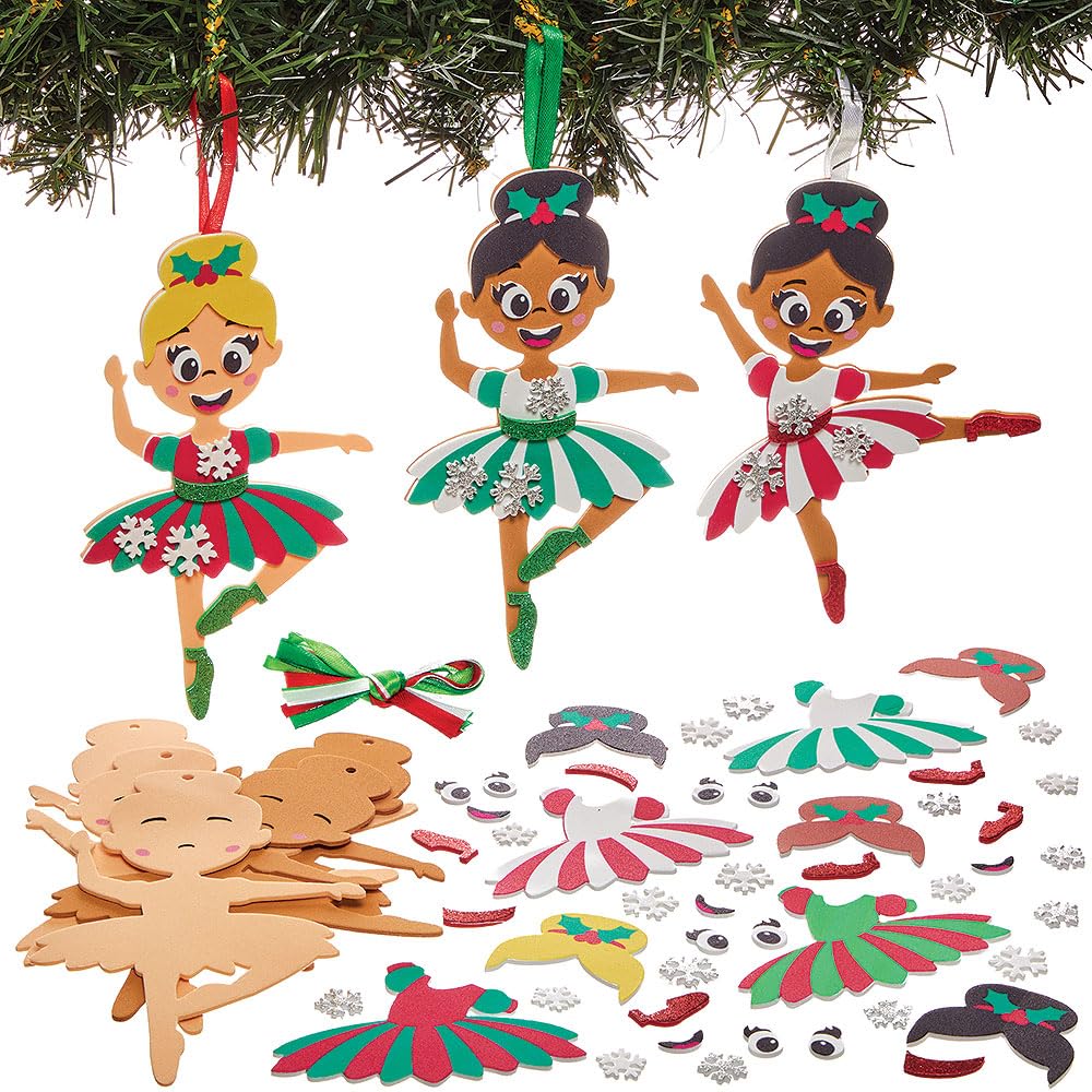 Baker Ross FN330 Kit de Decoración Navideña Bailarinas - Pack de 8, Manualidades navideñas para niños, Decoración navideña
