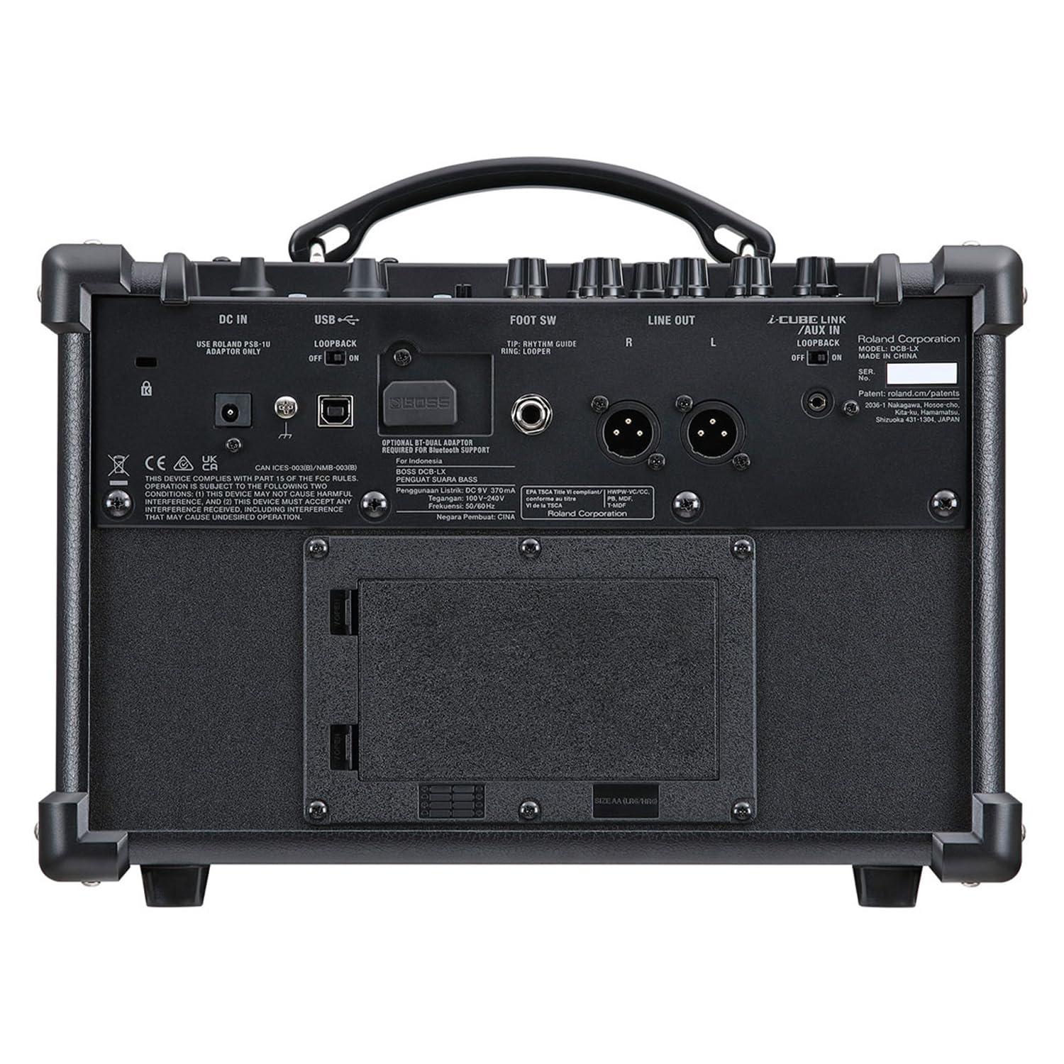 Boss Dual Cube Bass LX Bass-Verstärker mit BT-Dual Bluetooth Adapter und keepdrum Kabel