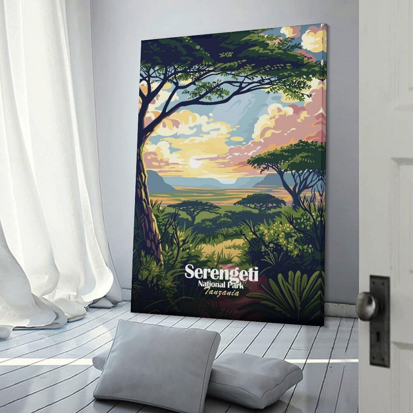 Junmoney Frame-Style Serengeti National Park Tanzania Art Room Decor Wall Art, 12X18inch(30X45cm), For Living Room, Bedroom, Office Or Hallway, Decorative Artwork With Broad Appeal