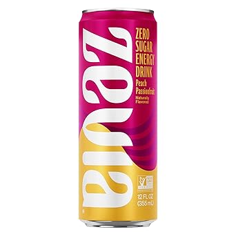 Zevia Zero Sugar Energy Drink, Peach Passionfruit, 12 Ounce Can