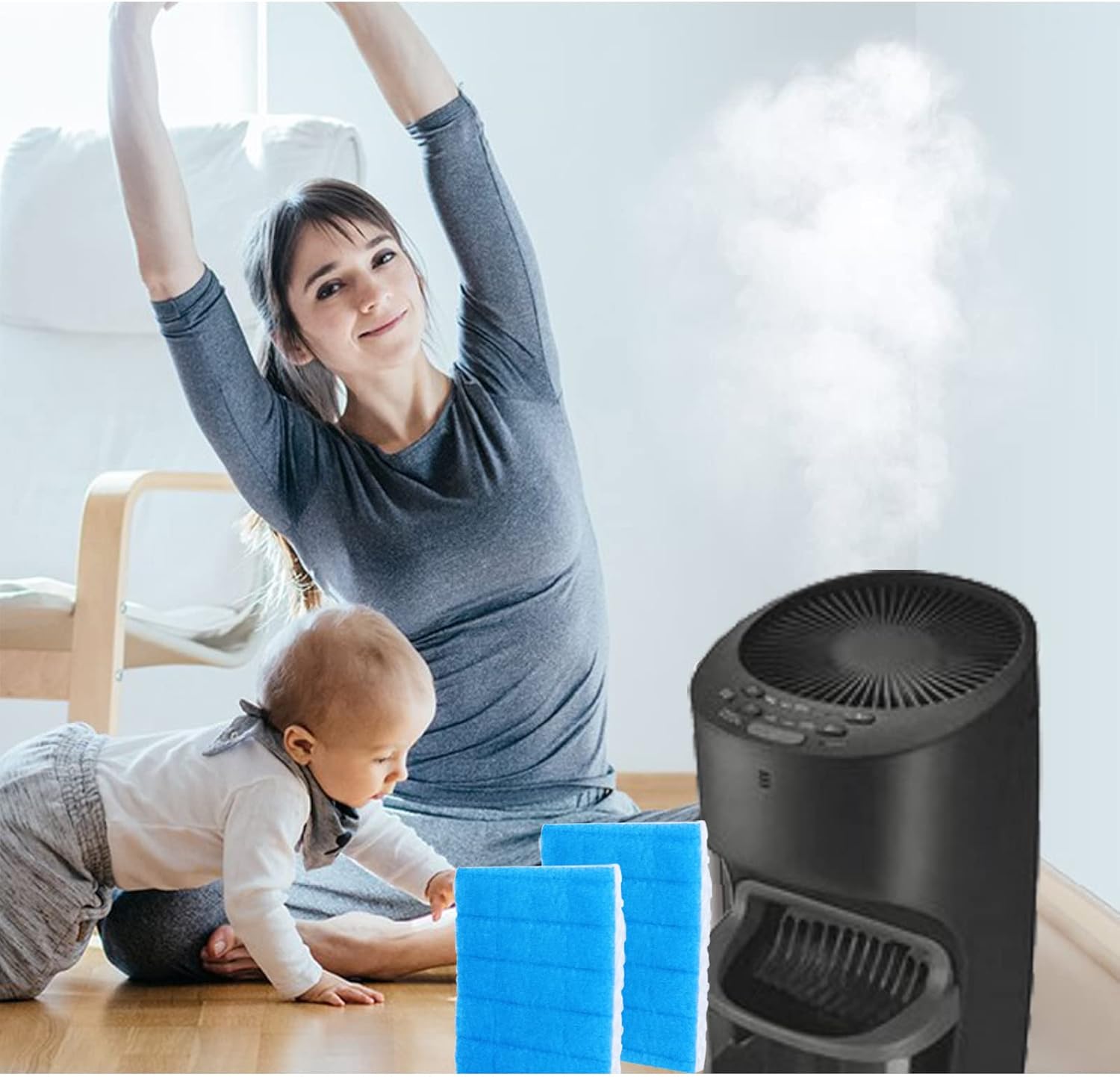 Poweka HFT600 Humidifier Wick Filters Replacement Compatible with Honeywell HEV615 & HEV620,Humidifier Filter T,Pack of 4 -