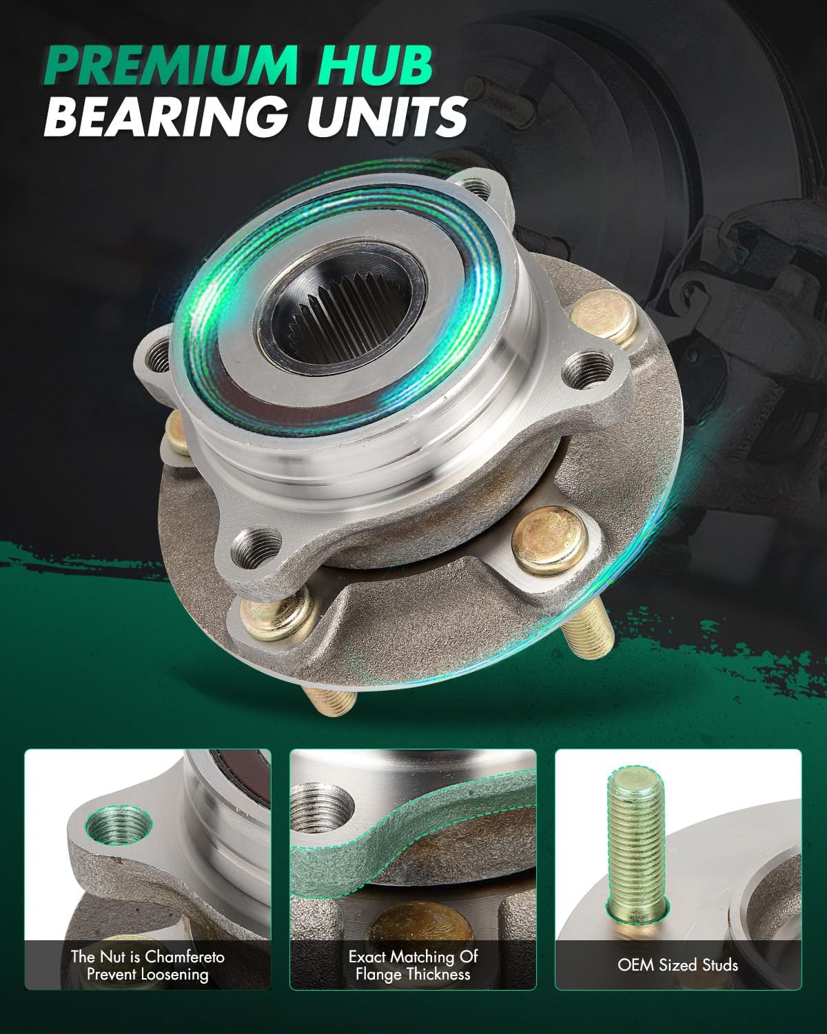 SCITOO 1 x Front Wheel Bearing and Hub Assembly 2008 2009 2010 2011 2012 2013 2014 2015 For Mitsubishi Lancer,AWD 5-Lug 2.0L 513300