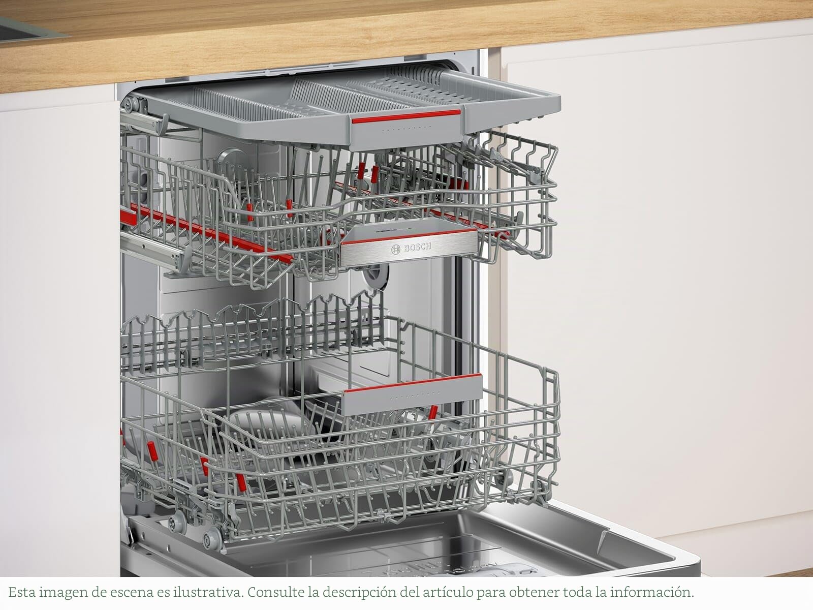 Bosch SMI6ZCS16E, Serie 6, lavavajillas parcialmente integrado, con cajón para cubiertos, 60 cm, programa inteligente, cestas Max Flex, cajón Vario, diseño de rack, Home Connect