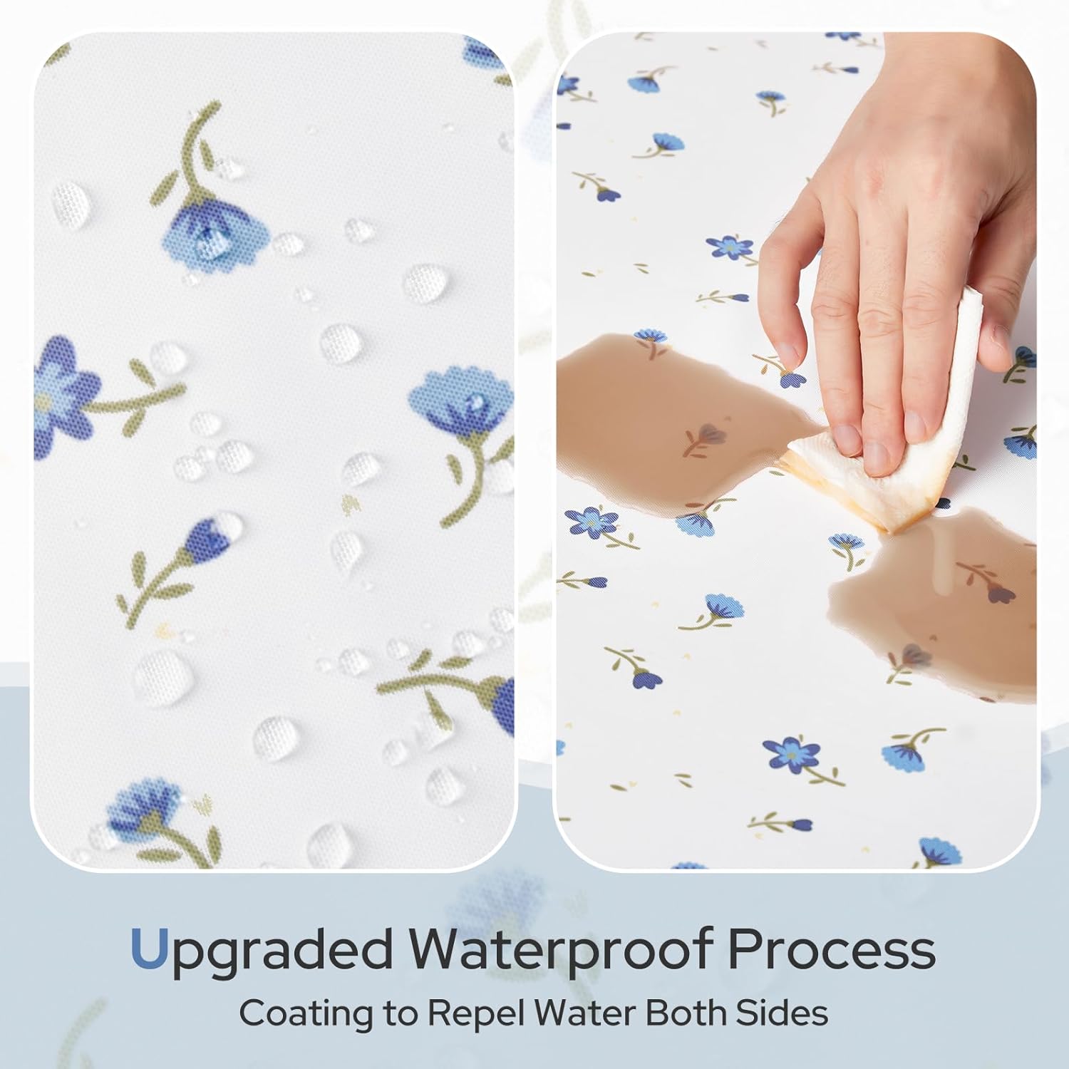 HOMEIDEAS Blue and White Floral Shower Curtain, Cute Long Shower Curtains for Bathroom with Hooks Machine Washable, Modern Bathroom Decor 72x84 Inch