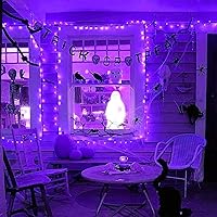 Vista 5 de JMEXSUSS Paquete de 2 luces solares de Halloween de 100 LED moradas/250 luces LED moradas de Halloween para interiores