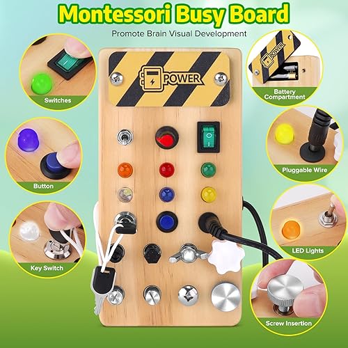Miniatura 2 de wakeInsa Tablero Montessori con luz LED y juego de herramientas para niños pequeños, juguetes Montessori para niños de 3 a 7 años, placa de circuito