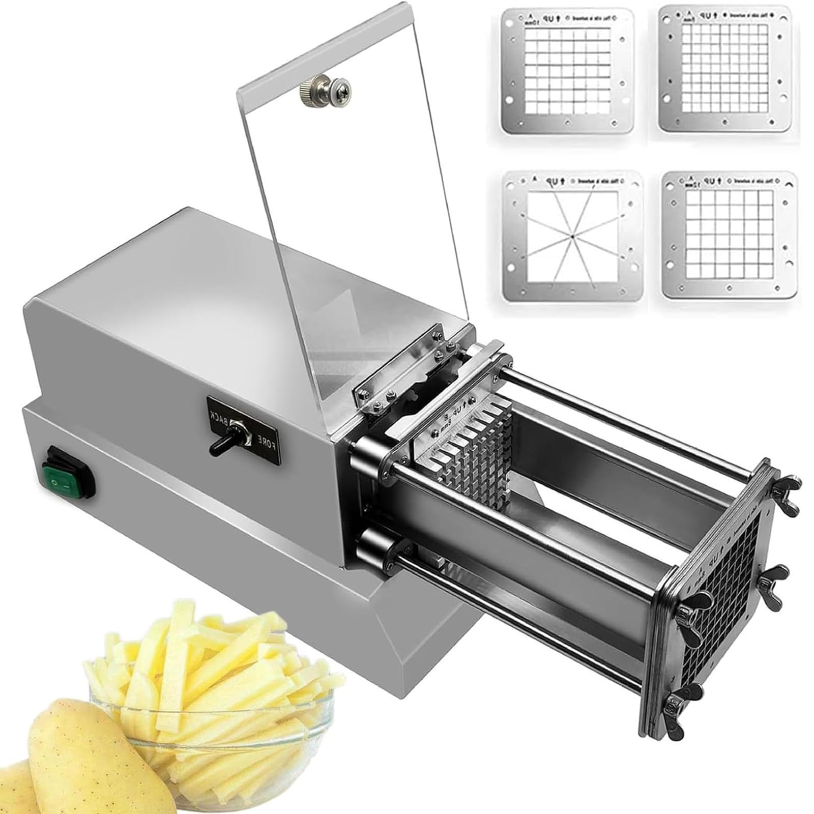 Commercial French Fry Cutters Vegetable Fruit DicerHeavy Duty Potato Slicer with 4 Blade Electric French Fry Potato Cutters Chipper for Home Use