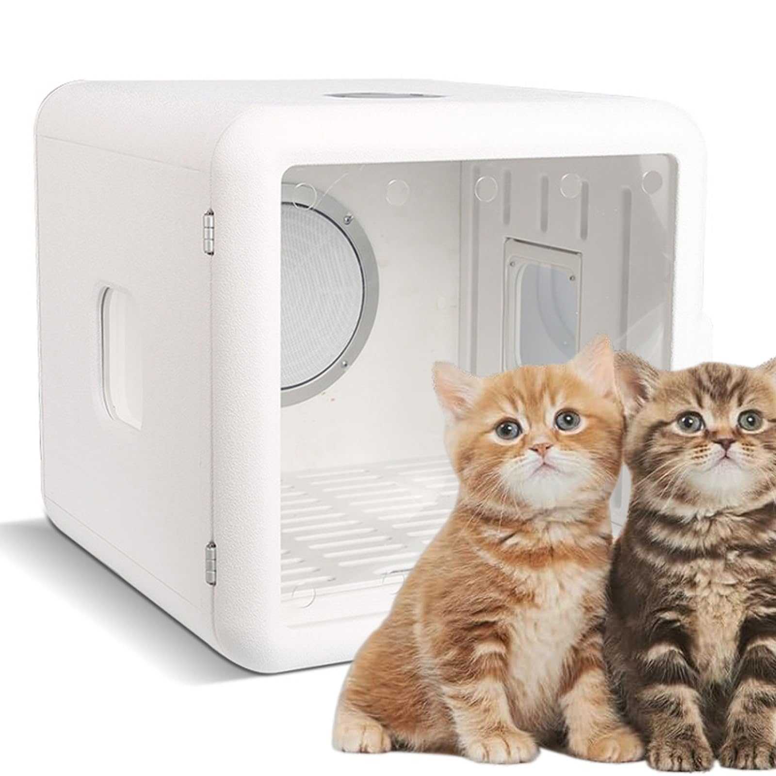 Secador para mascotas Secador para gatos silencioso con temperatura ajustable de 65 L con control de temperatura de secado 360, pelo de mascota de secado rápido en todas las direcciones (blanco),220V