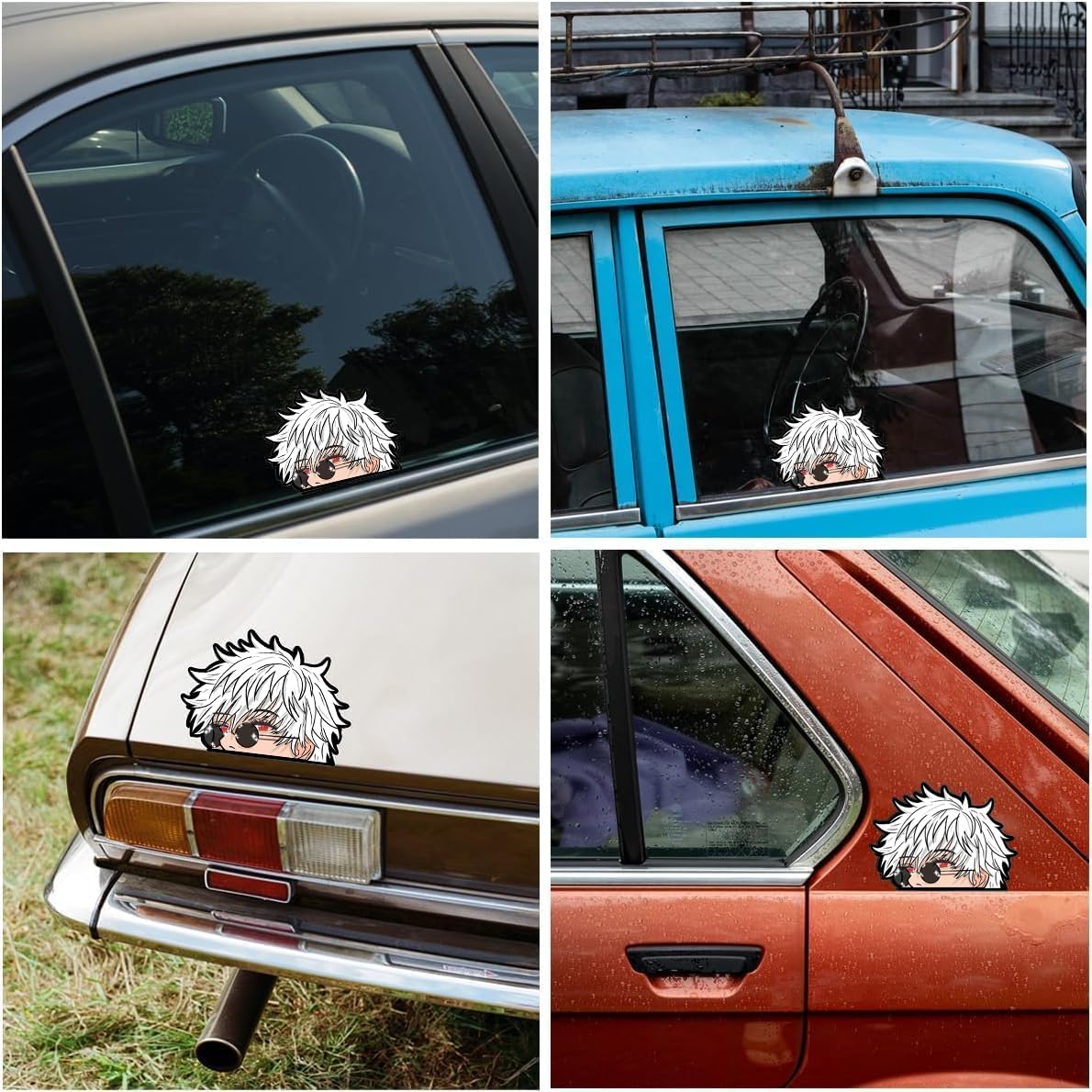 5.1" Man with White Hair and Sunglasses Anime Peek Car Accessories Decals DIY Decoration Window Laptop Luggage Bumper Stickers for Motorcycle Trunk