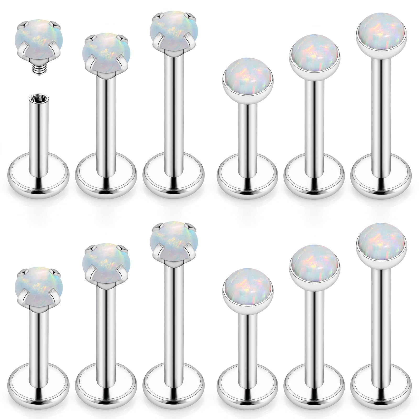 Xnsjeyy 16G Internal Thread Flat Back Earrings Nose Studs 316L Surgical Steel Medusa Labret Monroe Lip Ring Tragus Forward Helix Conch Cartilage Lobe