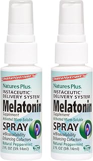NaturesPlus Melatonin Spray, Natural Peppermint Flavor - 2 fl oz, Pack of 2 - with Vitamin B6 & E - Vegetarian, Gluten Free - 160 Total Servings