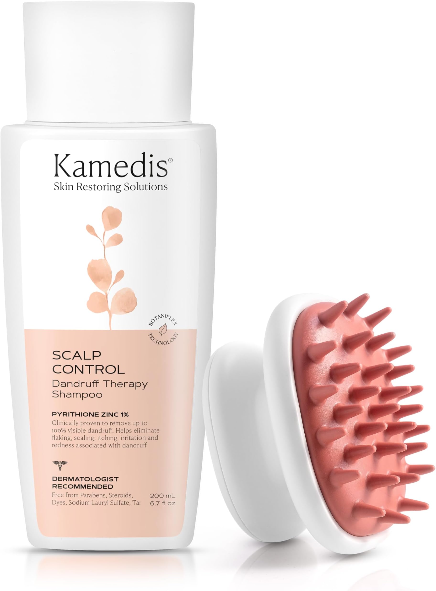 KAMEDIS Scalp Scrubber & Anti Dandruff Shampoo 1% Zinc Pyrithione and Salicylic Acid - Gentle Scalp Massager and Hair Dandruff Treatment - Suitable for Men & Women