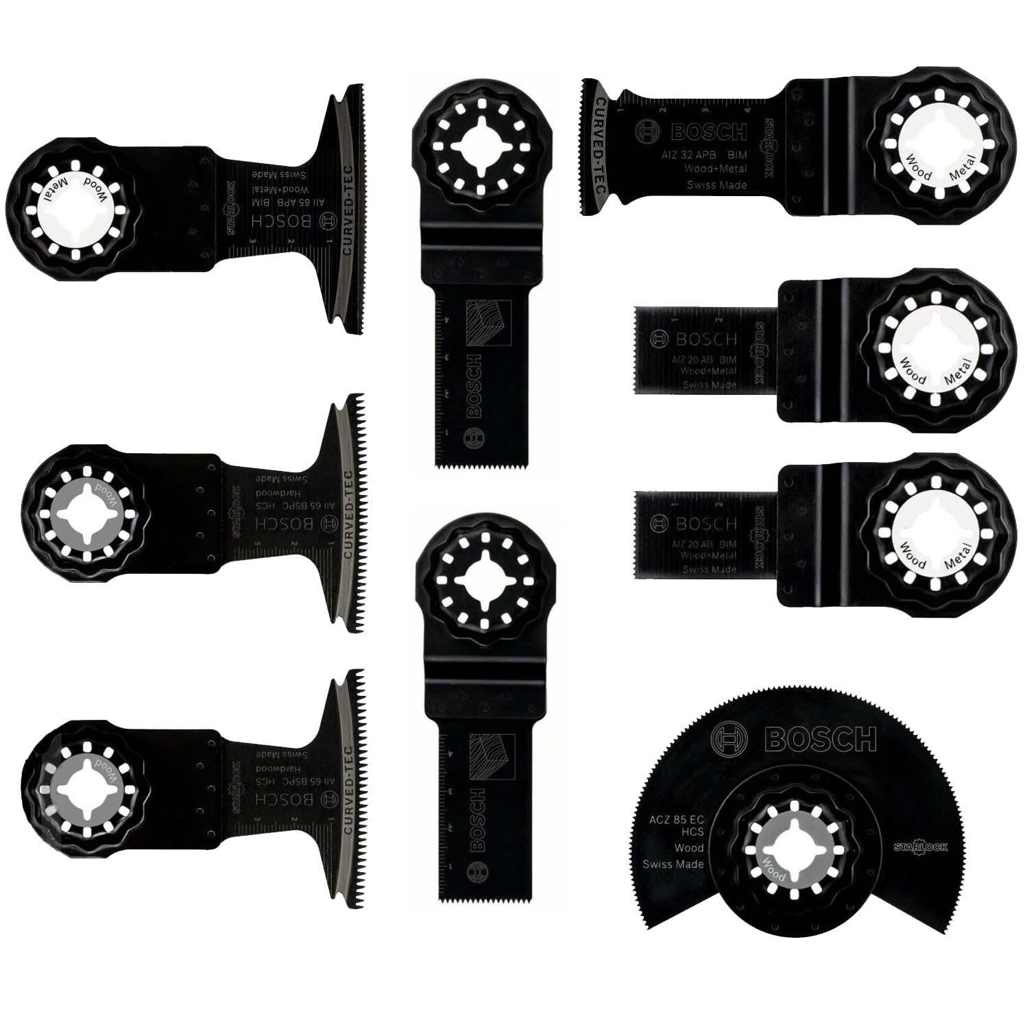 Bosch 2608669146 9 Piece Universal Starlock Multi Tool Blade Set Wood Metal HCS