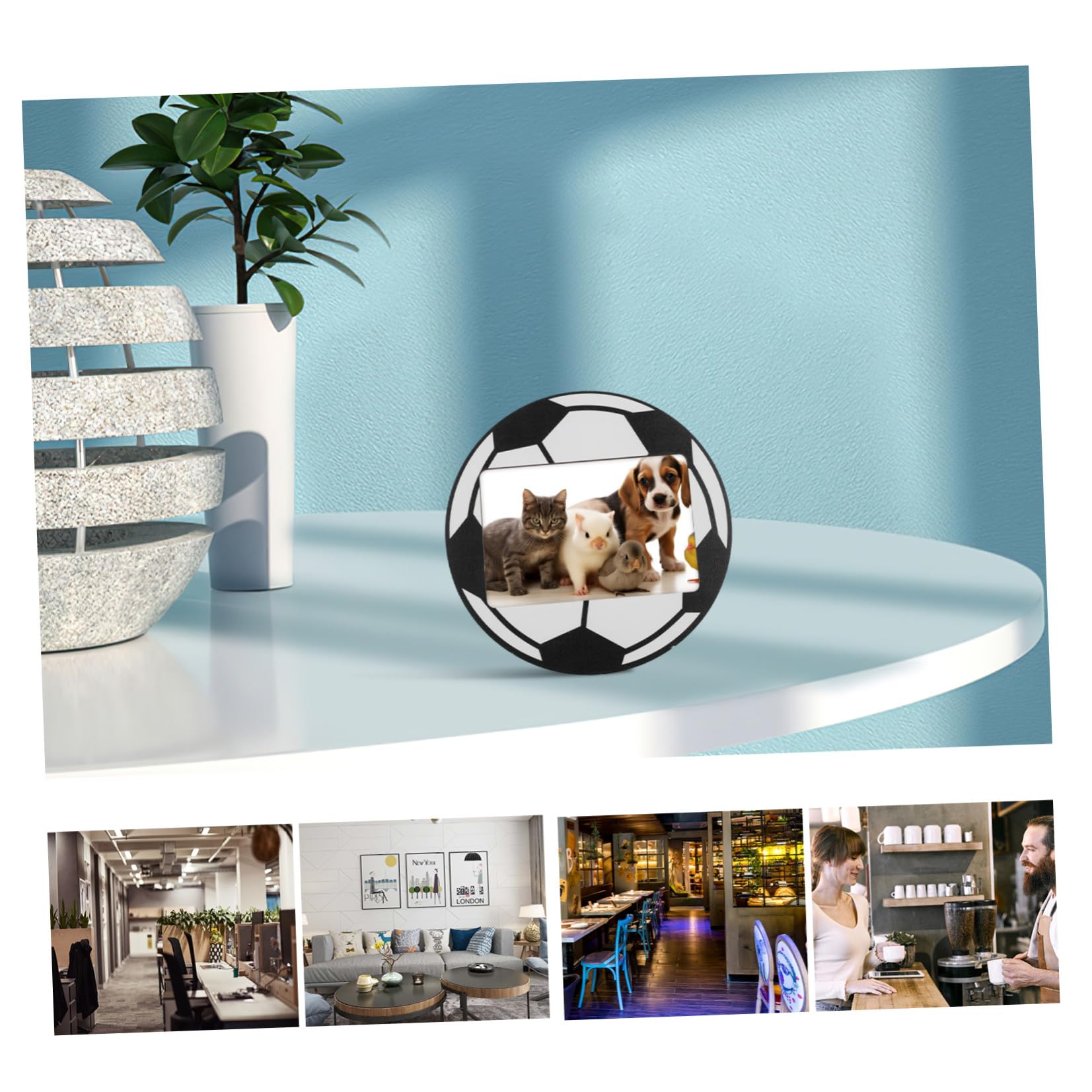 Zerodeko 6 Pezzi Cornice per Foto da Tavolo in Legno Nero con Design Sportivo Unico, Decorazione Versatile la Casa e Ricordo Duraturo di Eventi Calcistici