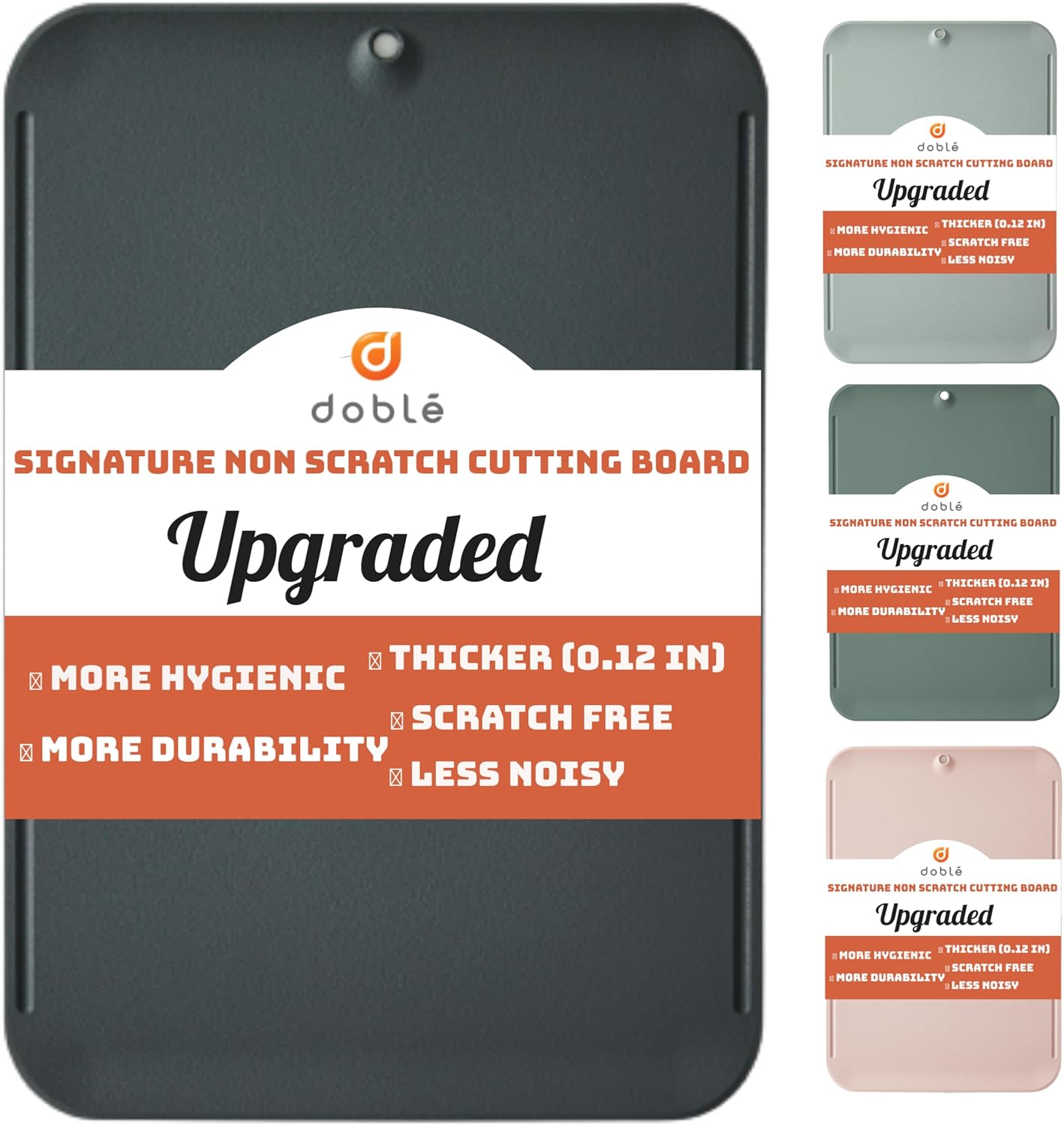 Premium Upgraded doblé Non-Scratch Flexible Cutting Board for Chopping, Scratch Free, Juice Grooves with Easy Grip Handle, Non-Slip Dishwasher Safe for Kitchen 9.3" x 13.7" (Deep Black)