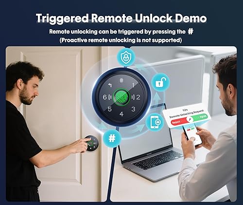 Miniatura 5 de Cerradura de perilla de puerta inteligente con huella dactilar 5 en 1, WiFi integrado, programación lateral de bloqueo, compatibilidad con