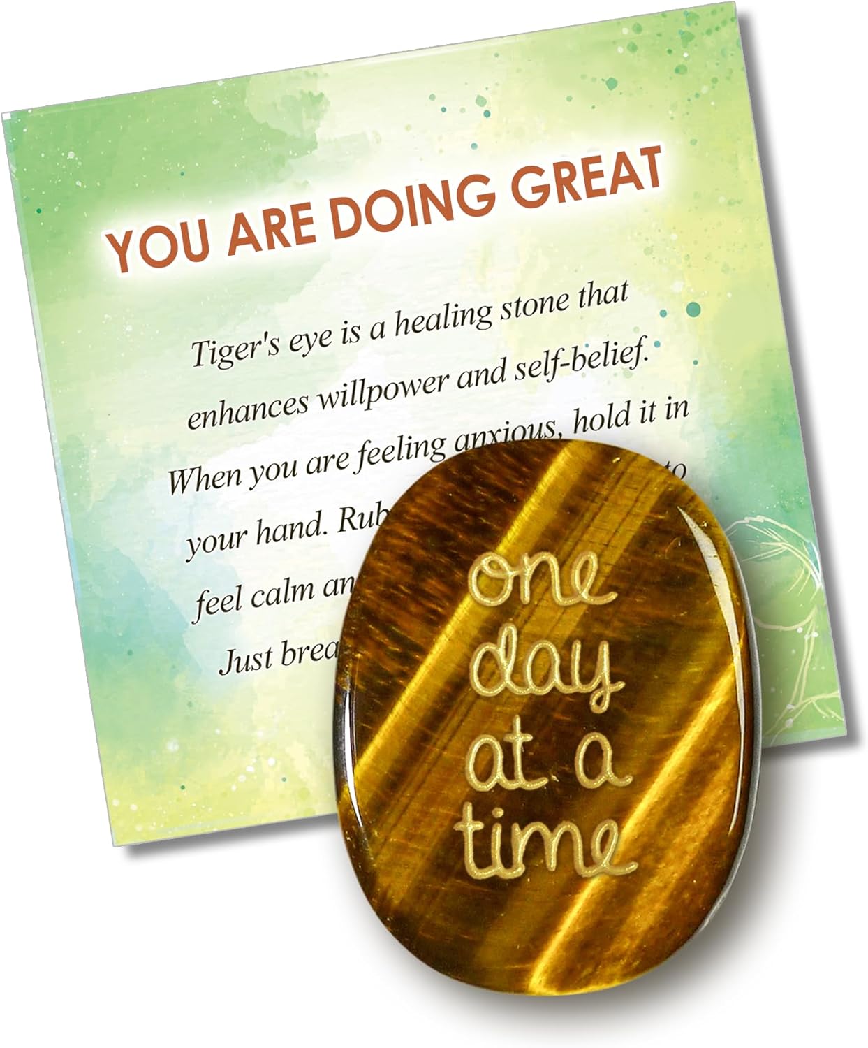 SOLICIEL Tiger Eye Affirmation Crystal, Sobriety AA Gifts Emotional Support Gifts Encouragement Anxiety Stress Relief Item for Men