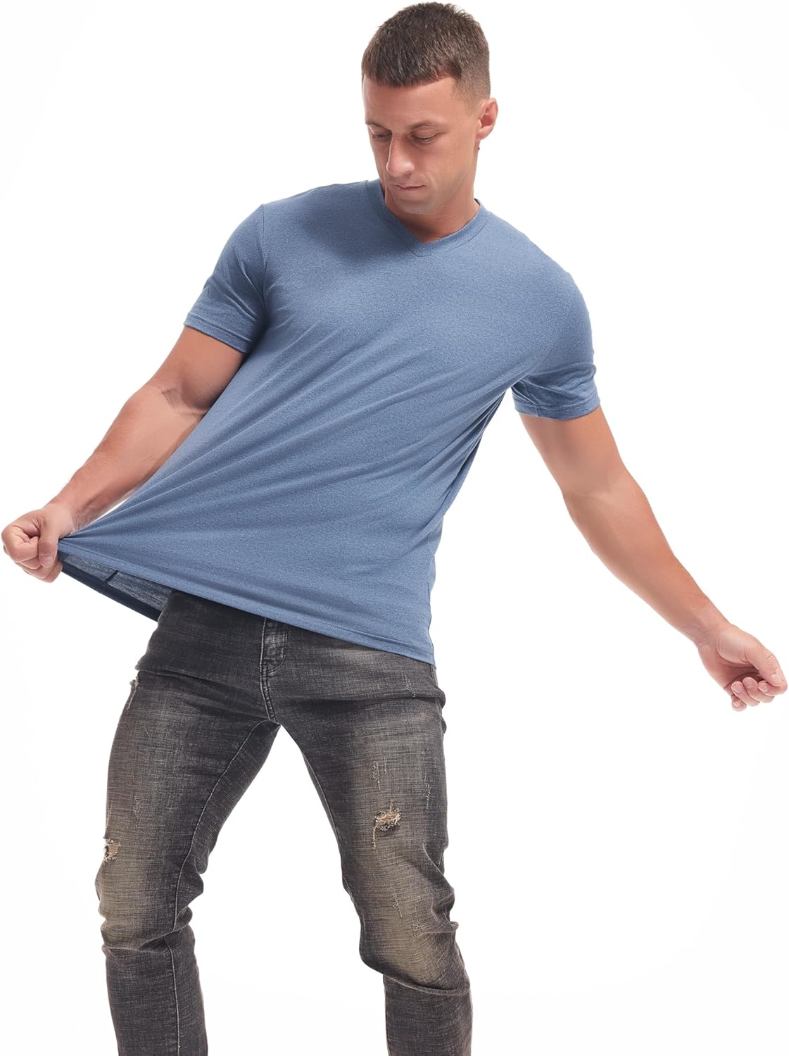 VEIISAR Premium V Neck T Shirts for Men - Modern Fitted Tees Vneck Undershirts - Image 3