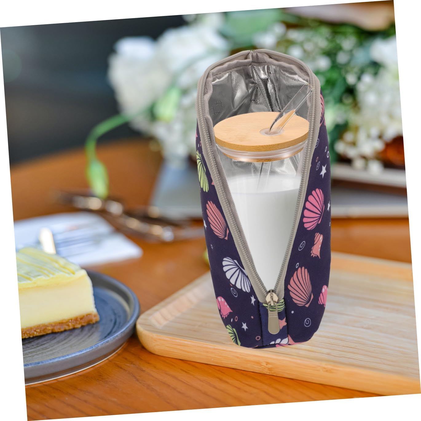 Insulated Milk Bottle Bag Portable Bottle Case Bag with Shell Pattern for Travel and Outdoor Use