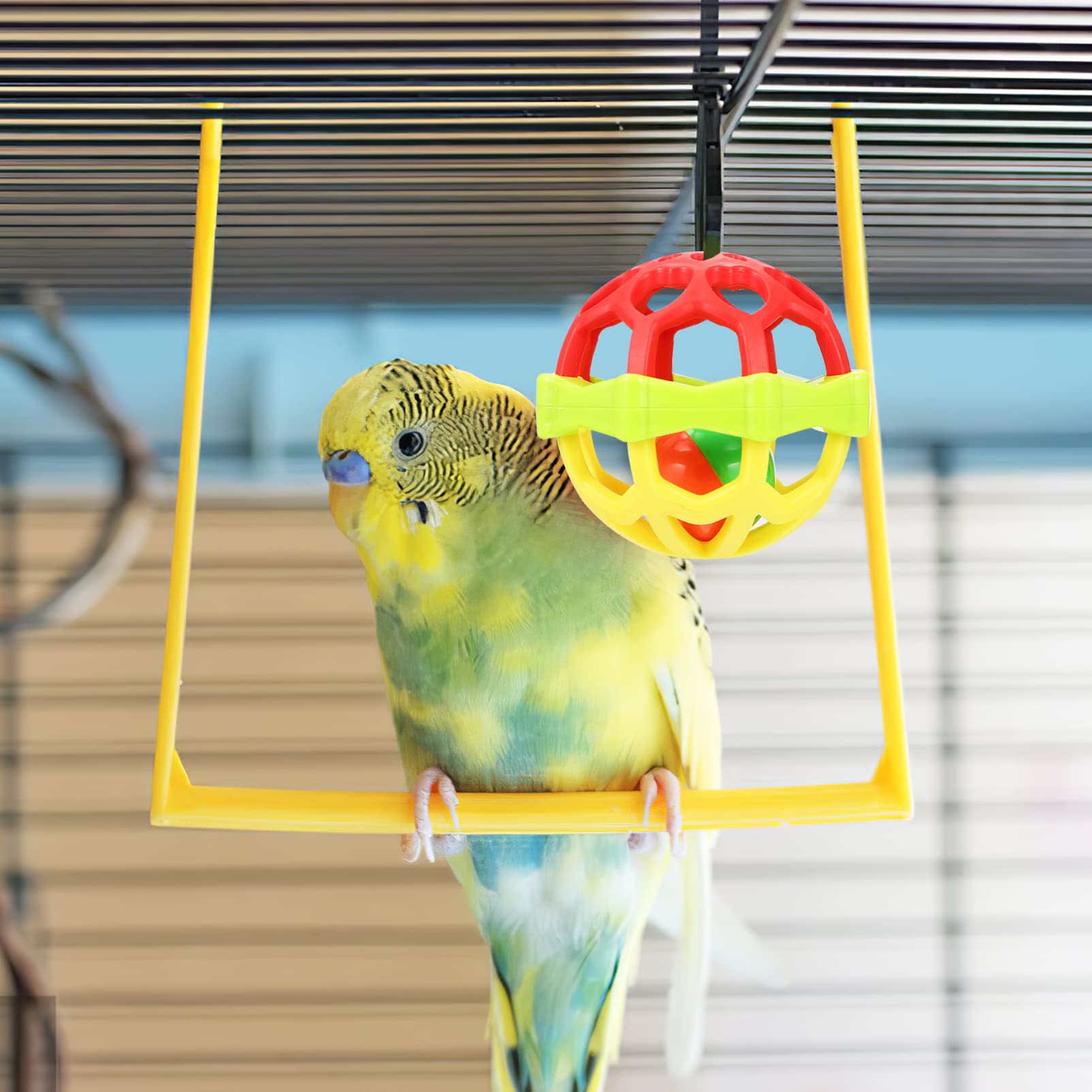 BESPORTBLE 15pièces Jouets pour Oiseaux Balles à Mâcher Caoutchouc pour Perroquets Ondulées Et Cockatiels pour Entraînement Mastication Et Décoration De Cage