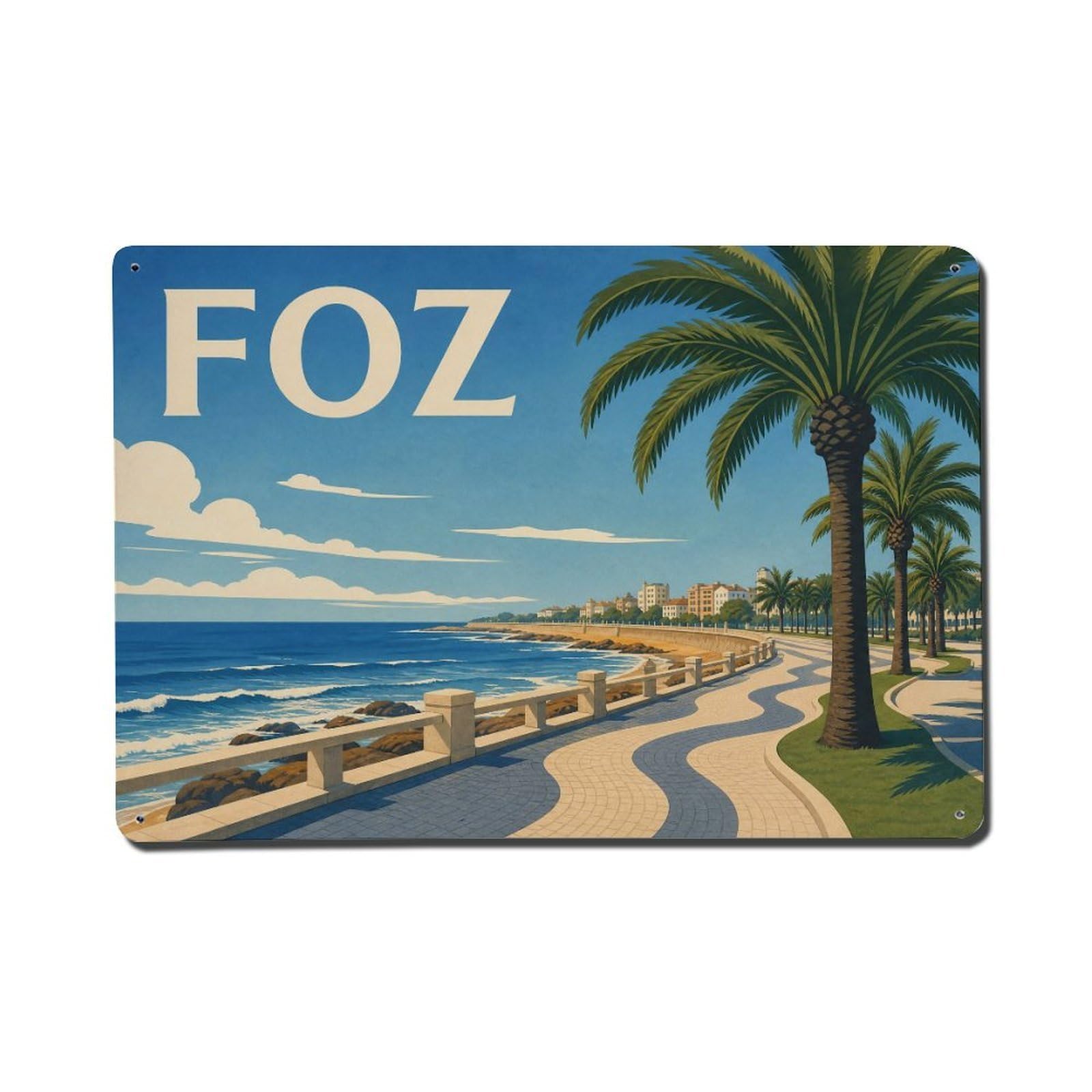 Metal Tin Sign Vintage Travel Foz Portugal