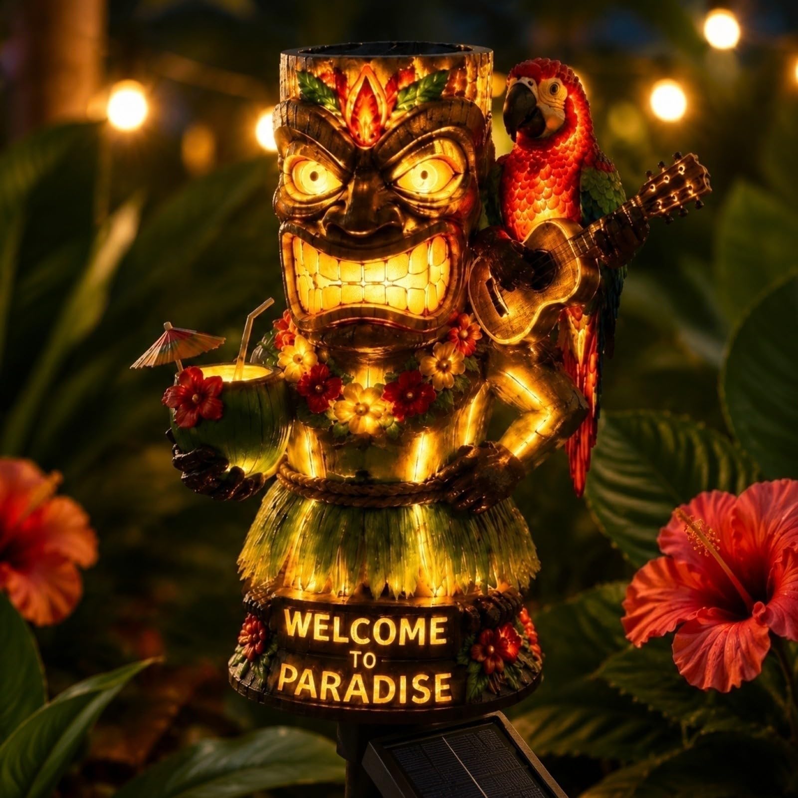 Solar-Powered Parrot Garden Light Stake, Parrot Head Paradise Tropical Yard Decor Lamp, Waterproof Auto On/Off Solar Statue Light for Lawn Backyard Patio Pool Outdoor Party Decor (Style F)