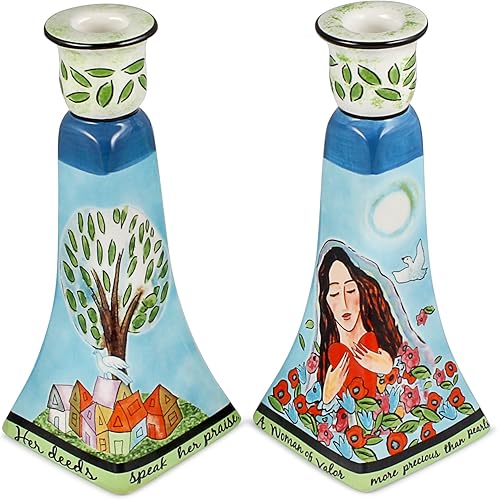 Miniatura 3 de Jessica Sporn - Juego de candelabros artísticos de cerámica con diseño de mujer de valor, se adapta a velas gruesas y cónicas para bodas,