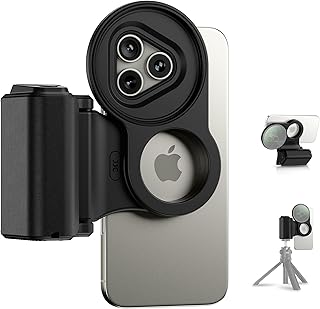 JJC Handgirp magnétique 2 en 1 de style reflex numérique et adaptateur de filtre de 67 mm pour iPhone 16 Pro Max 15 Pro Max 14 Pro Max – Support de téléphone de bureau avec télécommande Bluetooth