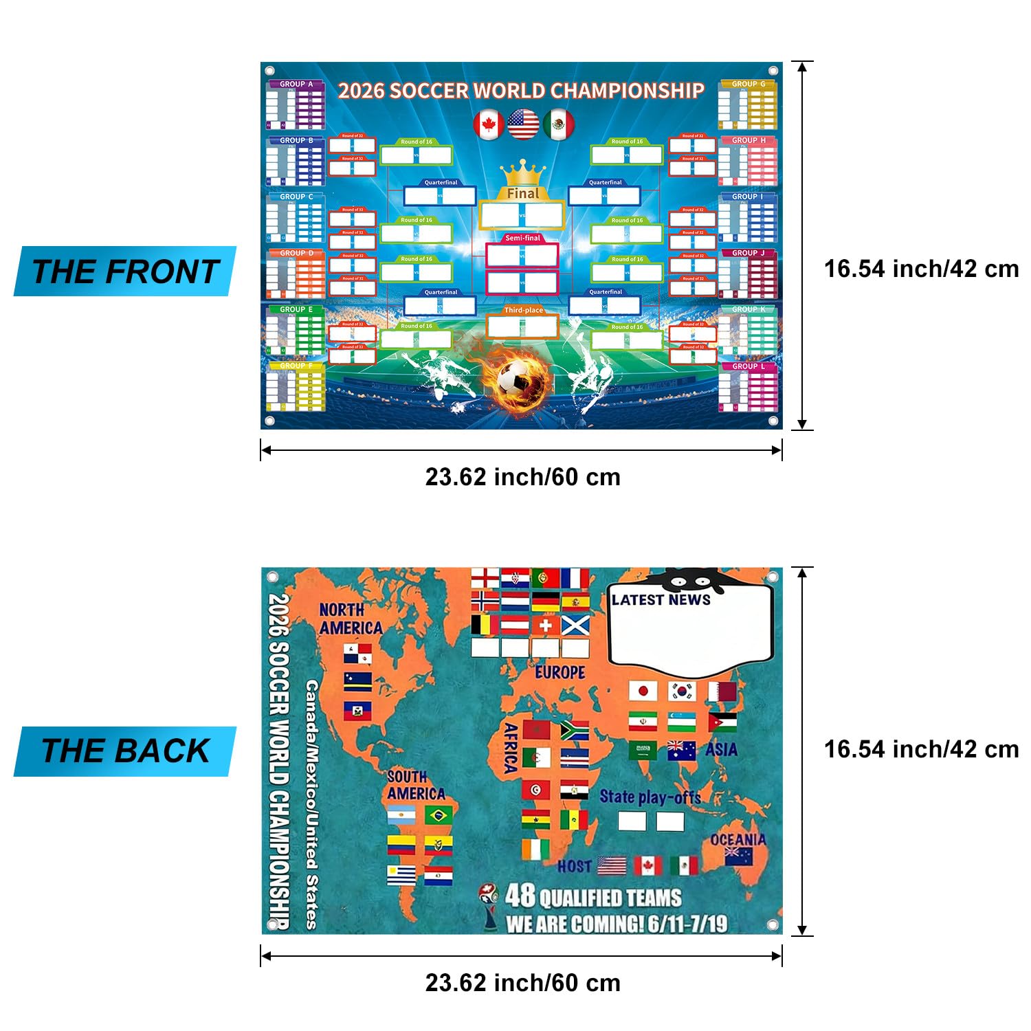 Prothens Póster del Mundial 2026 – Calendario del Mundo 2026, artículo para fans de fútbol, decoración de fiesta, mural para oficina y salón, 60 x 42 cm, regalo para fanáticos del fútbol - 5