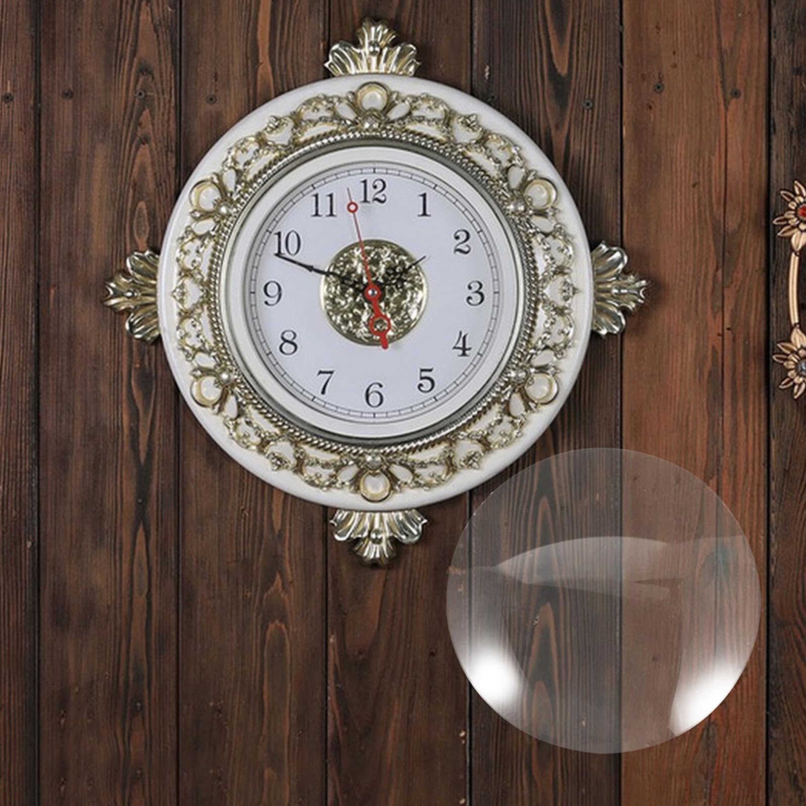 Amosfun Cristal de 25cm de Repuesto Diseño Convexo para Reloj de Pared Cubierta de Vidrio Resistente a Rayaduras y Forma Redonda para Restauración y Reparación