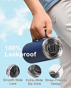 RAYMYLO Insulated Water Bottle 24oz (Navy Blue) + Insulated Coffee Mug 24oz (Navy Blue)