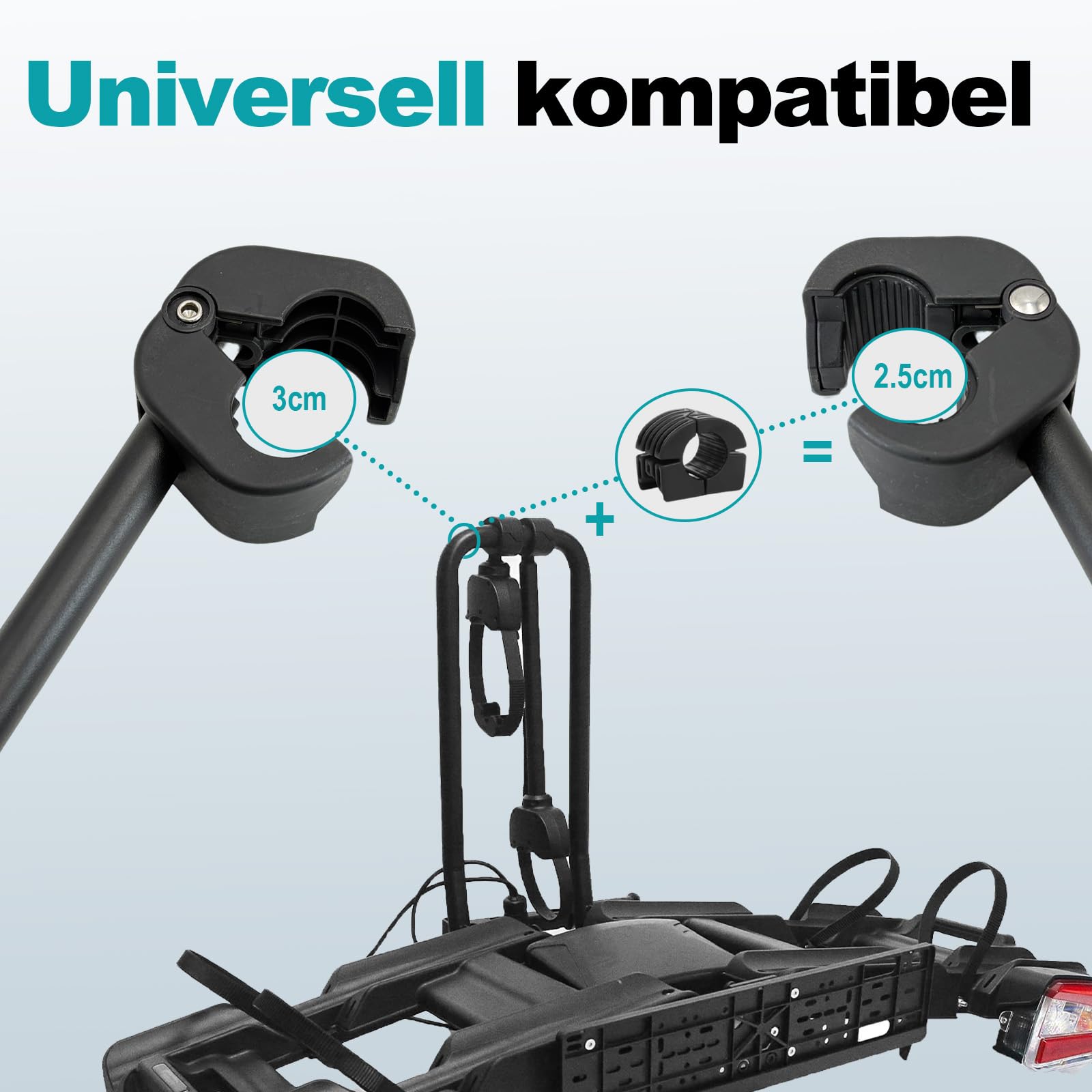 Fahrradträger Set mit Ratschenriemen, Rahmenhalter Ø25+30mm für Fahrrad/Ebike,Verstellbare Ratschenriemen-Befestigung, abnehmbar (Schwarz/Rot)