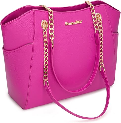 Vista 34 de Montana West Bolso de mano para mujer con asa superior con cadena Gris/Negro,M Café,M Deep Rose Rojo,verde, (M Green),Beige,Monograma