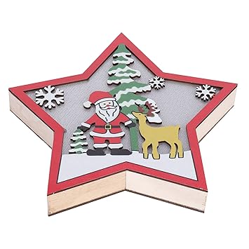 Christmas Decoration, Wooden Star Ornament Lovely Durable with LED Light for Office for Classroom for Restaurant for Home
