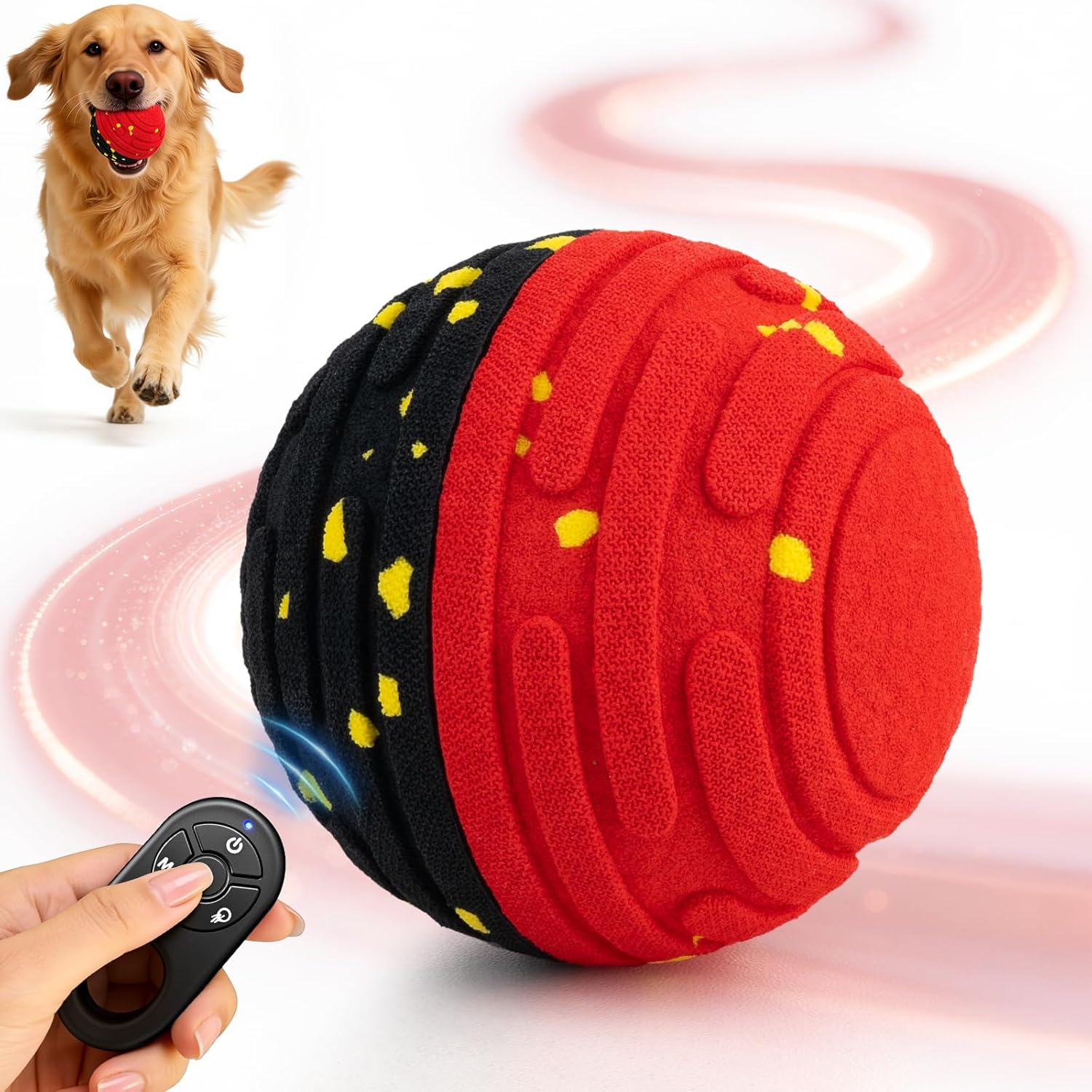 Interactive Dog Toy Ball with Remote Control - Bounce Ball for Dogs, Automatic Rolling, E-TPU Bite-Resistant, Stimulating Moving Dog Toys for Small Dogs, Medium and Large Dogs, Indoor & Outdoor