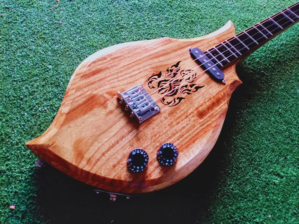 Isarn Acoustic Electric Phin 3 Strings, Thai Lao Guitar Musical Instrument, Traditional Thai Classical Musical Pin114