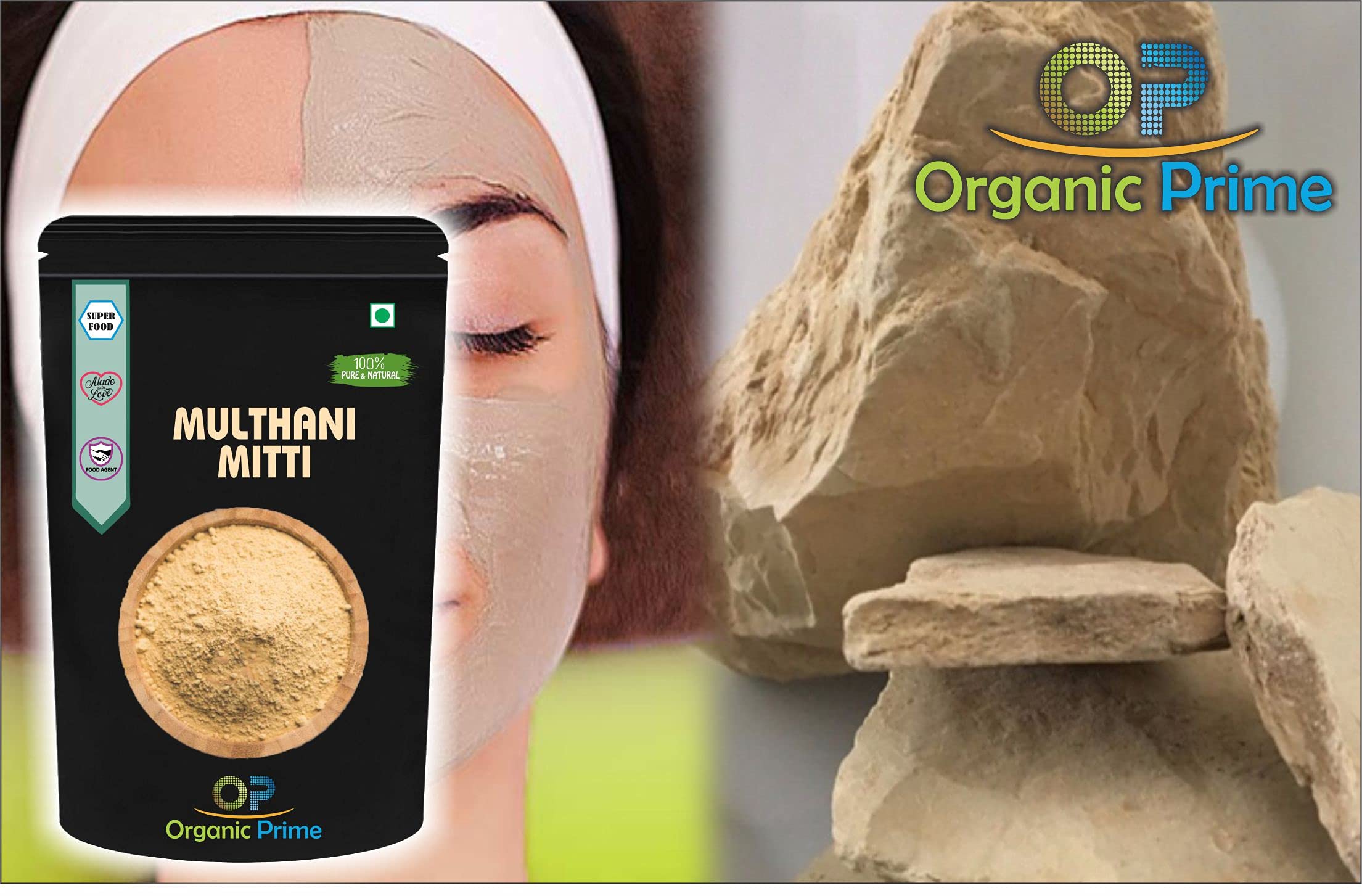 Organic Prime Multhani Mitti Powder for Face, Skin Whitening - 500 GM X 2 = 1 KG By Organic Prime 1