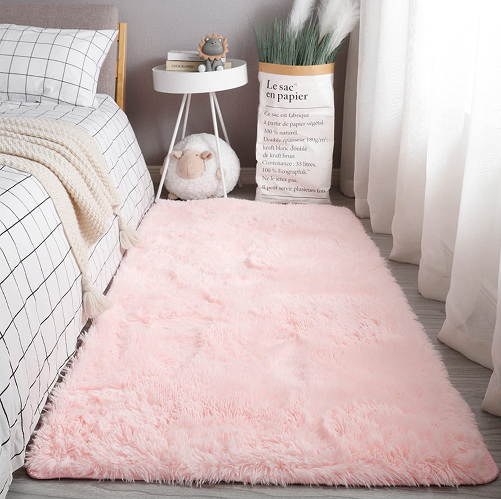 Tapis de salon antidérapant avec de longues fibres ultra moelleuses