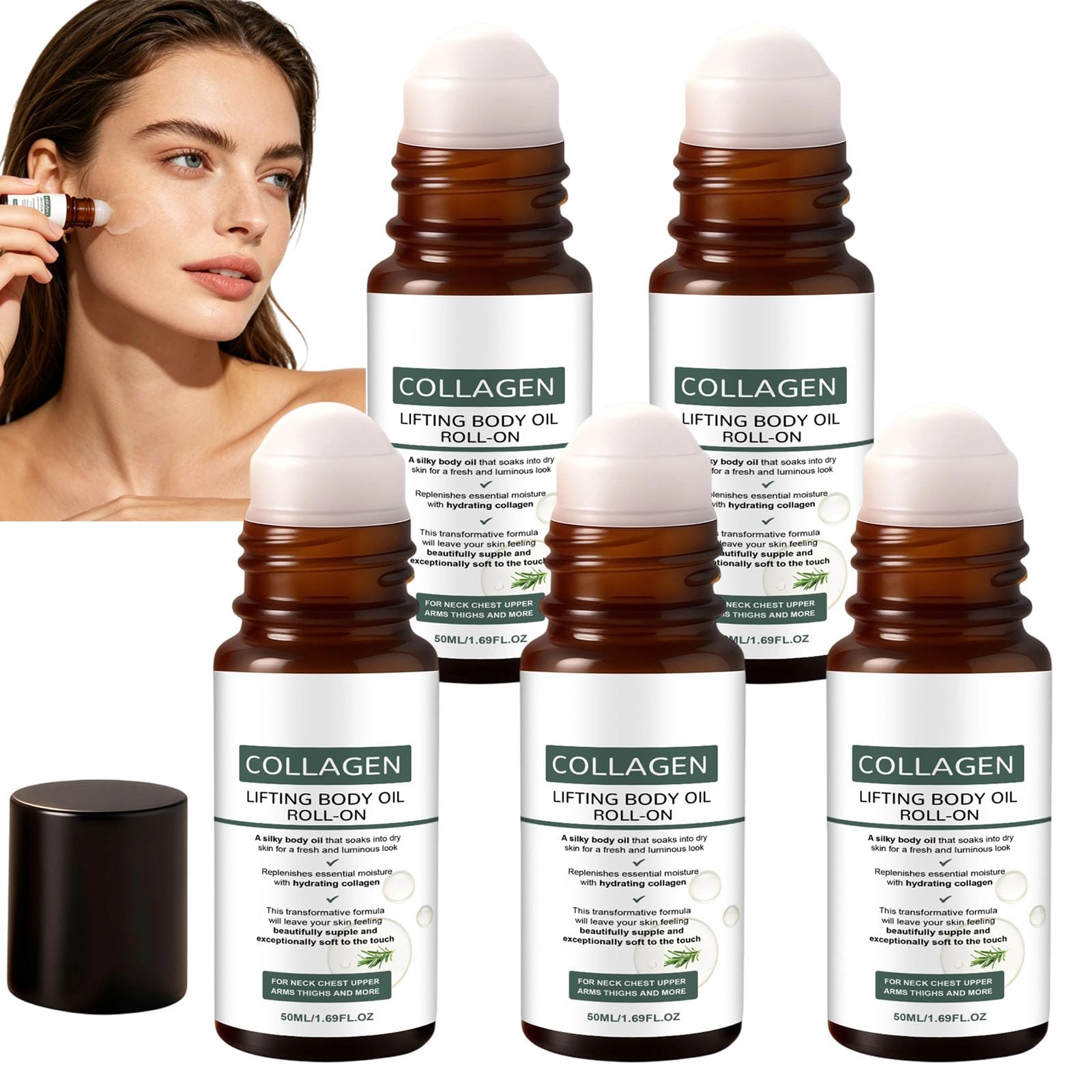 Kolagen Lifting olejek do ciała, szybko wchłaniające, nietłuste serum do pielęgnacji skóry – Roll-on olejek do ciała, przeciwstarzeniowy, ujędrniający i ujędrniający skórę, jedwabisty nawilżający (5