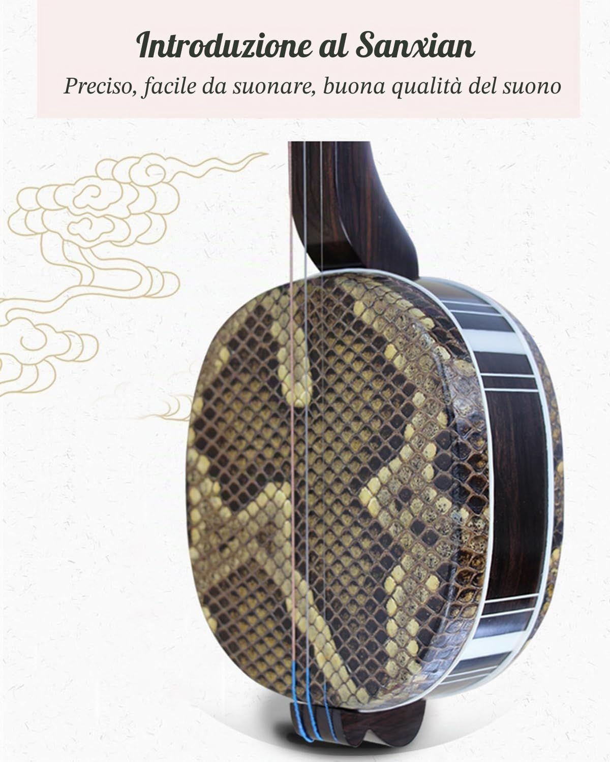 Chitarra Tradizionale Cinese a 3 Corde Sanxian, Strumento Cinese per Principianti, artisti Black S