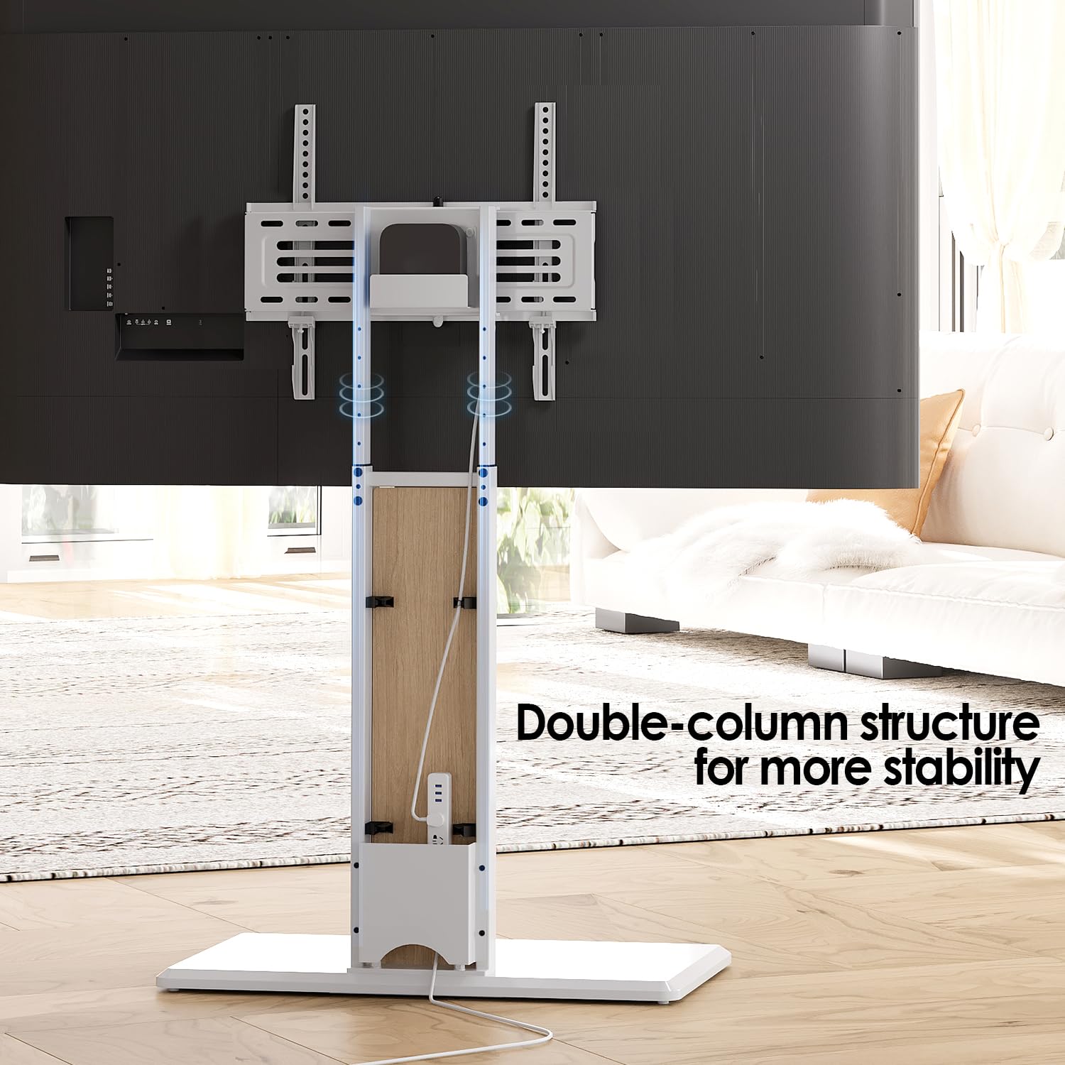 FITUEYES Support TV sur Pied pour Téléviseurs de 32 à 65 Pouces Pied pour TV Pivotant 40° Hauteur Réglable 886 MM - 1146 MM Max. Charge 40KG VESA 100×100 MM – 400×400 MM Montage au Sol
