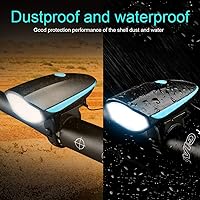 Vista 6 de Luz de bicicleta recargable con juego de bocina, luz delantera de bicicleta con campana para scooter eléctrico, 2 modos de sirena de sonido, 3 modos