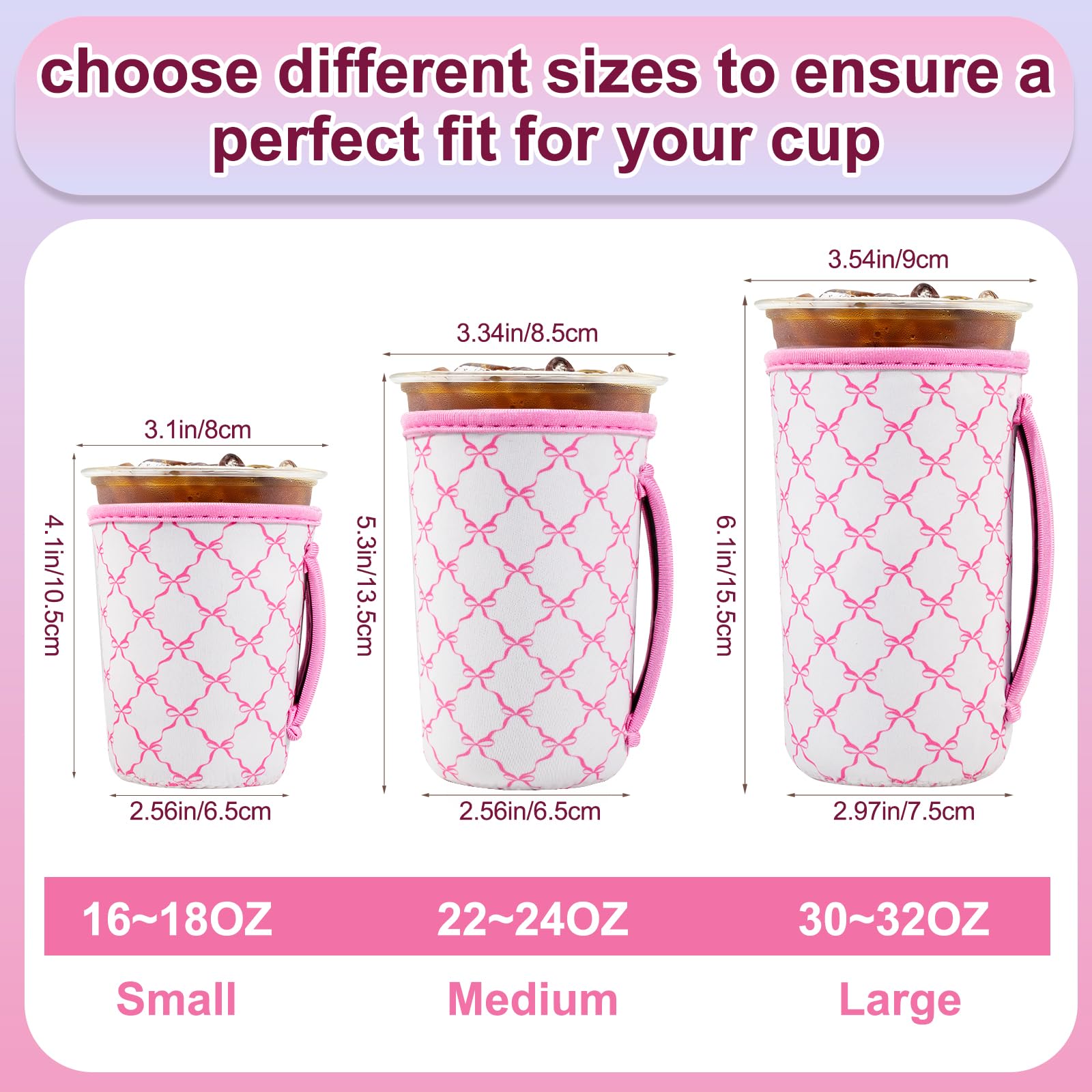 Cup Sleeves For Cold Drinks 3-Pack Neoprene Cup Sleeves With
