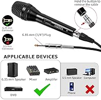 Vista 6 de Micrófono con cable para canto, micrófono vocal dinámico profesional de karaoke de mano, micrófono de estudio cardioide, 16.4 pies XLR y 6.35 MM