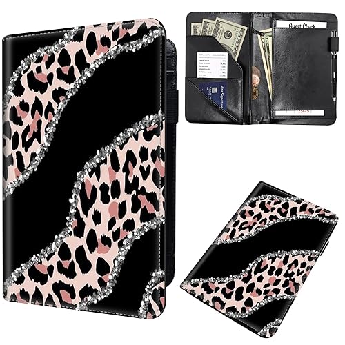 Libro de mesero para camarera, cartera de servidor para mesero, para delantales, piel sintética con cremallera y 7 bolsillos grandes, soporte para