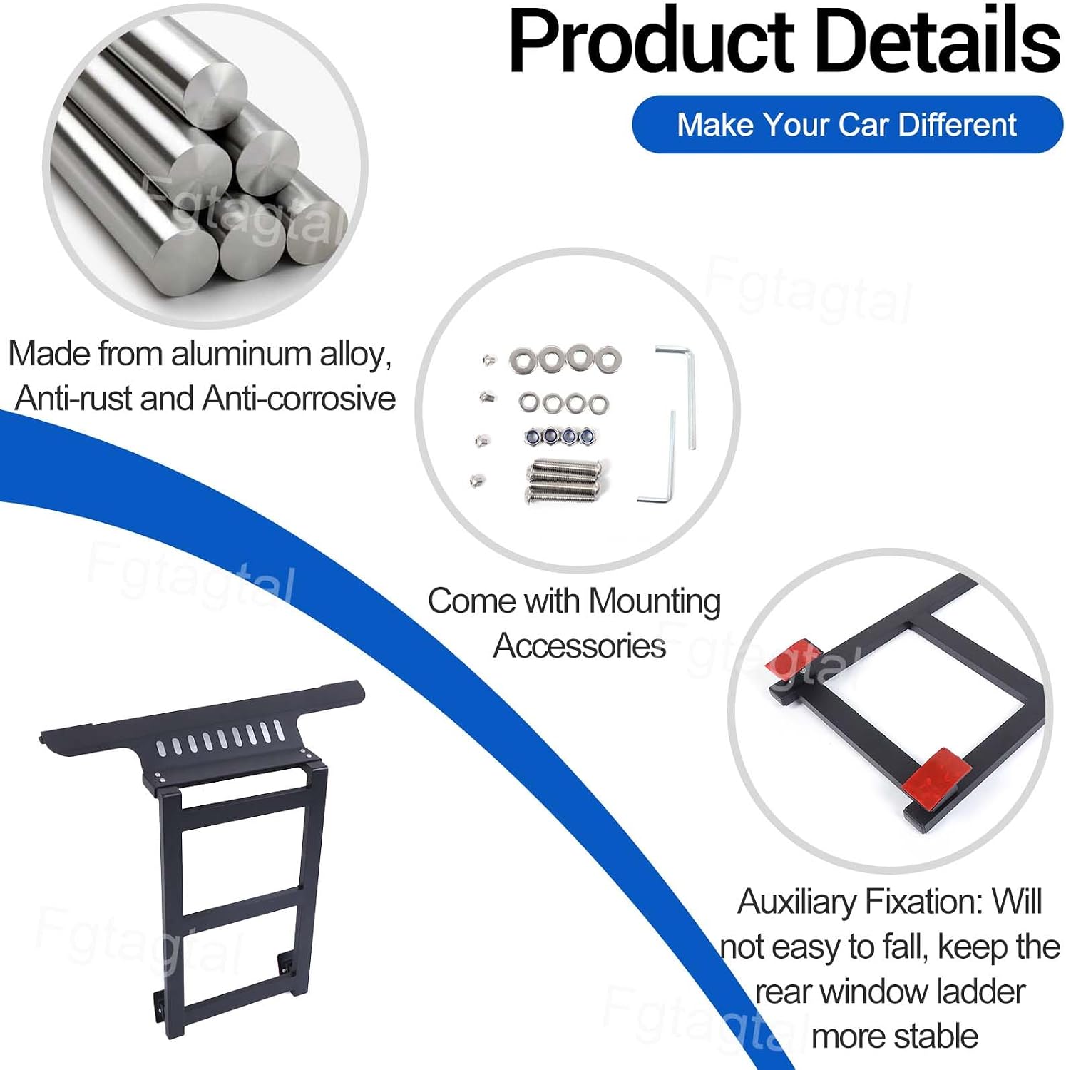 Rear Window Side Ladder Compatible with Toyota Land Cruiser 250 Prado J250 LC250 2024+, Car Aluminum Roof Rack Ladder, Back Side Window Ladder Mount Bracket Accessories, Right Side