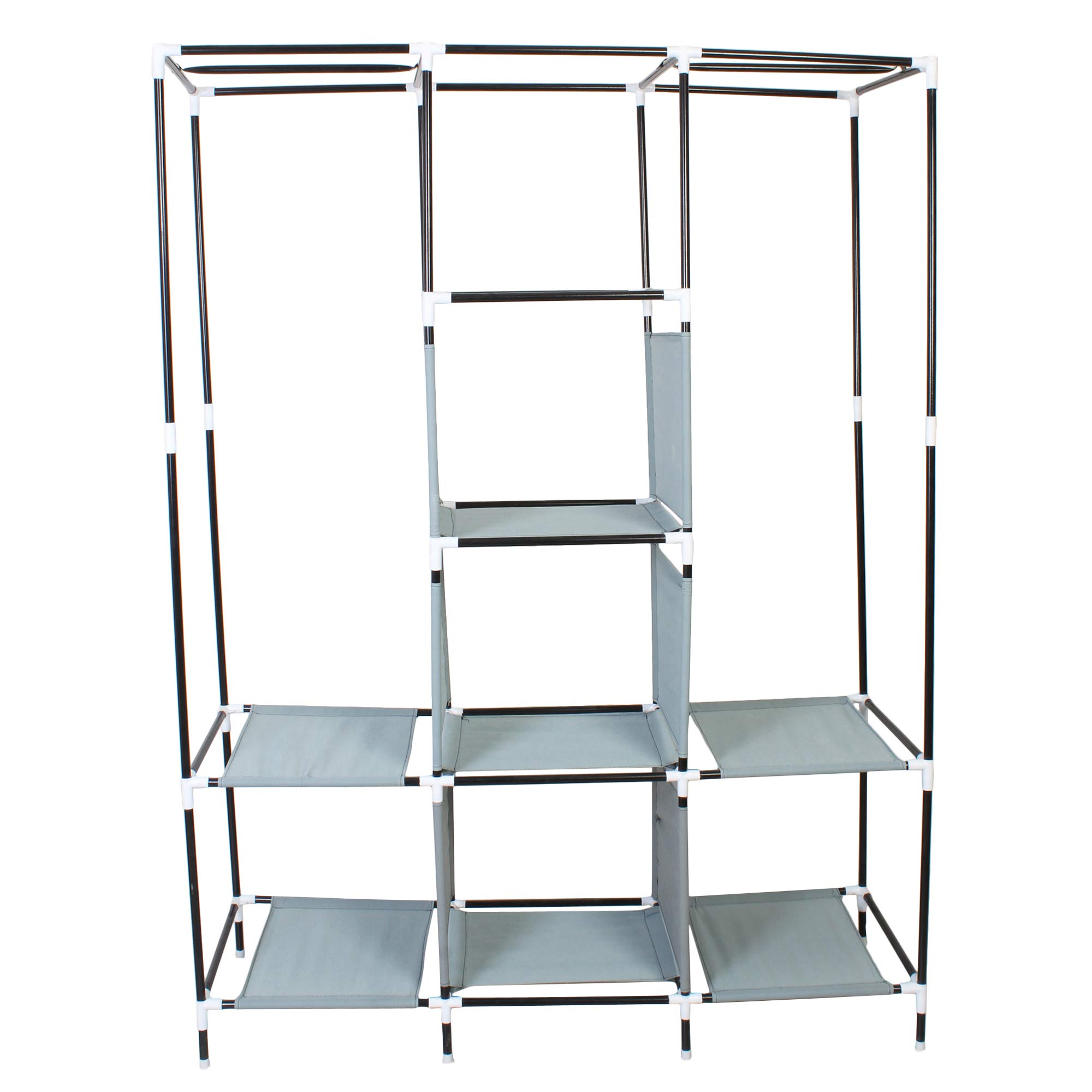 GRAZIA Portable Foldable Wardrobe for Baby, Kids & Adults | DIY Rack Clothes Storage Almirah | Bigger & Better Fabric Closet with Side Pockets on Both Sides Grey, 70-inch 3