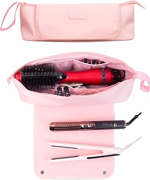 ANGENIL Pro Titanium Flat Iron Hair Straightener 1.75 Wide, Salon Grade Dual Voltage Straightening and Curler 2-in-1, Large Capacity Heat Mat for Hot Hair Iron Tools Travel Bag 2 in 1