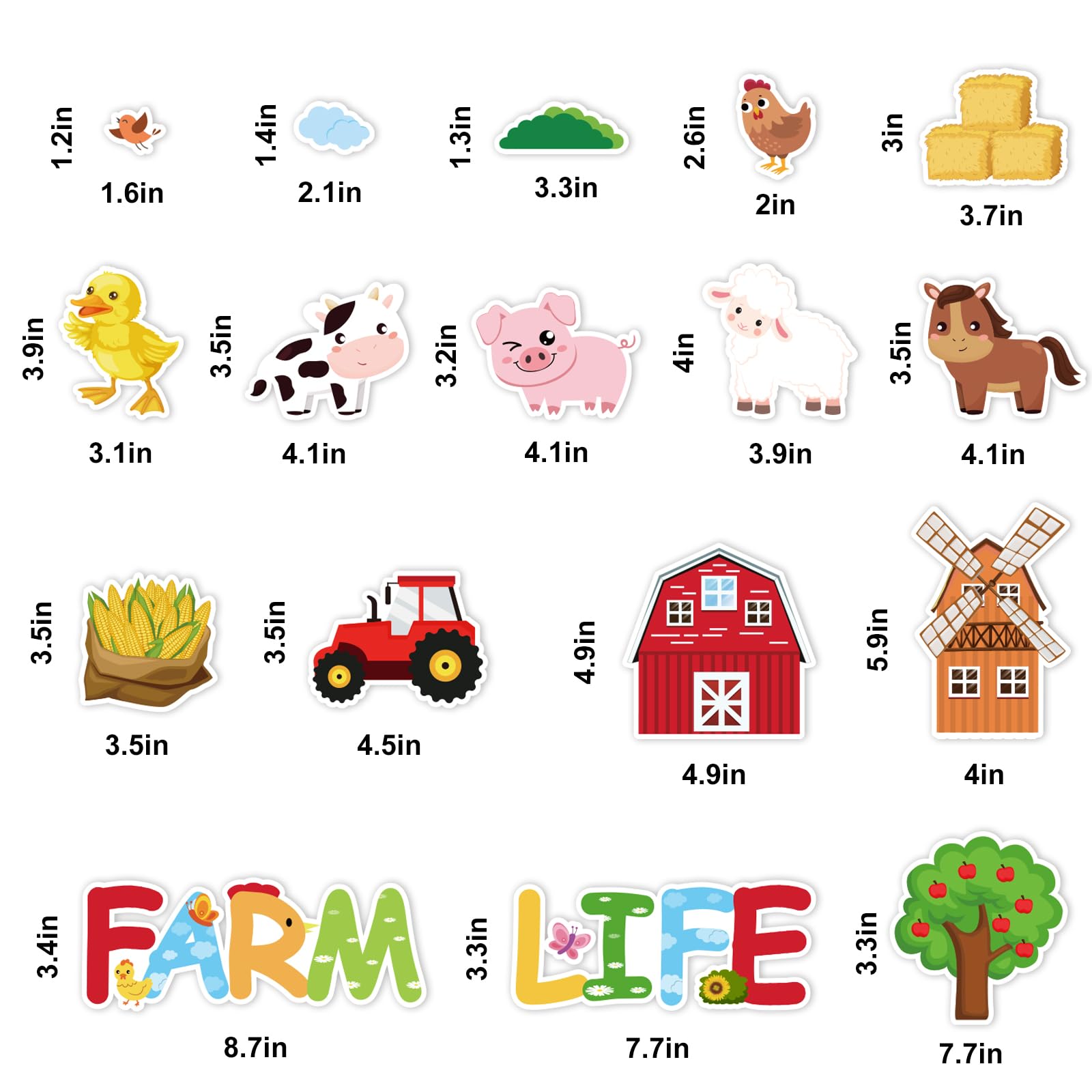 Whaline 17Pcs Farm Animal Refrigerator Magnet Colorful Farm Life Fridge Magnetic Sticker Cute Farmhouse Garage Magnet for Locker Metal Door Car Decor